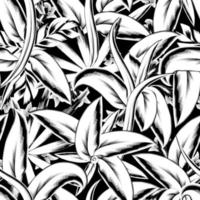 Abstract vintage colors seamless tropical pattern with monochromatic leaves and plants foliage on black background. Floral background. Realistic tropical seamless pattern. Flat jungle print. autumn vector