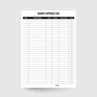 Nanny Expense Log,Nanny Expense Tracker,Babysitter Tracker,Child Expense Log,Nanny Planner,Child Expense Log vector