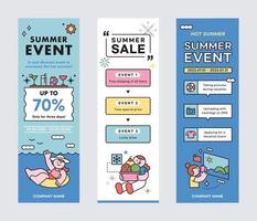 People enjoying summer. Sale event summer promotion vertical banner. vector