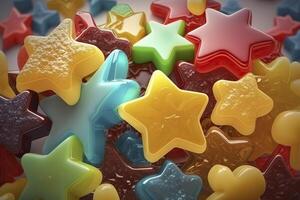 Gummy stars candies background. . photo