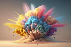 Explosion of pastel color paint drops. . photo