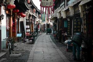 mercado calle en Wujiang, suzhou, China foto