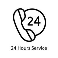 24 horas Servicio vector contorno iconos sencillo valores ilustración valores
