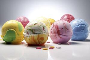 Multicolored ice cream balls. . photo