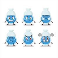 Blue potion cartoon character with various angry expressions vector