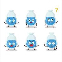 Cartoon character of blue potion with what expression vector