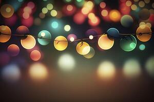 Festive background garland bokeh. . photo