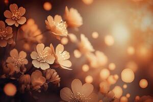 Festive cherry blossom bokeh background. . photo