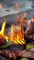 gegrillt Nopales Hähnchen Würstchen und gegrillt Rindfleisch video