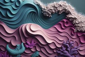 3d waves abstract background. . photo