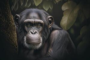 chimpancé de cerca. generativo ai. foto