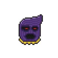 creepy masked head in pixel art style vector