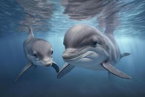Dolphin with a cub. . photo