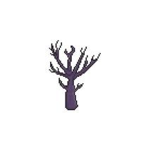 dead tree in pixel art style vector