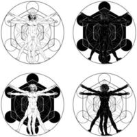 Vitruvian Man with Metatron Background vector