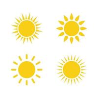 Sun icon set. Yellow sun vector icons collection.
