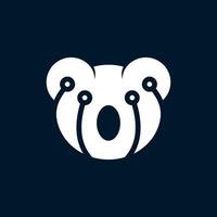 Animal koala head technology business logo vector