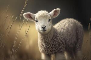 Cute lamb portrait. . photo