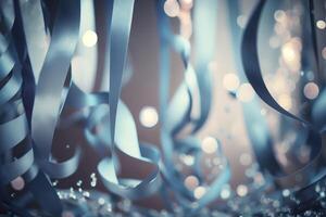 Festive bokeh streamers background. . photo