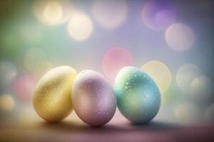 Festive Easter background. Background from colorful eggs. . photo