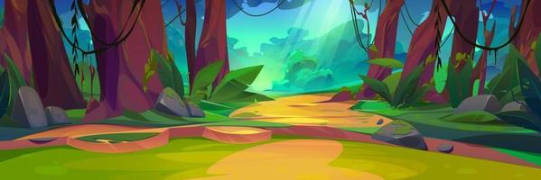 Summer jungle forest landscape, with sun light ray vector
