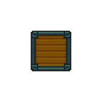 wooden box with iron frame in pixel art style vector