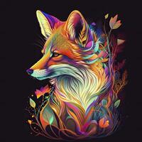 Fox portrait in rainbow colors. . photo