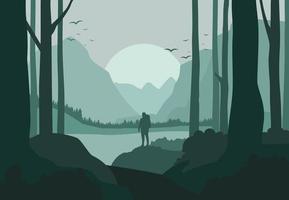 Monochromatic Silhouette Landscape Background vector