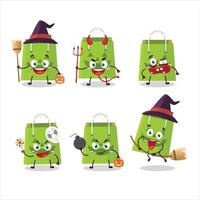 Halloween expression emoticons with cartoon character of halloween tote bag vector