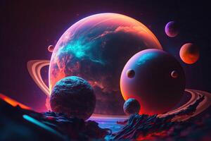 Fantastic planets, neon colors. . photo