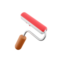 3d render Paint roller with red paint. Concept for color advertising. 3D rendering paint roller icon. png