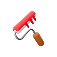 3d render Paint roller with red paint. Concept for color advertising. 3D rendering paint roller icon. png