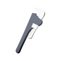 3D rendering Adjustable pipe wrench, wrench for plumbing tool. 3D rendering and illustration of carpentry tools or woodworking tools. 3D rendering wrench icon. png