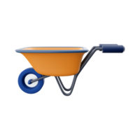 Garden cart 3D rendering on white background. Handcart. 3D rendering of a gardening tool for carrying loads.3d render handcart icon. png