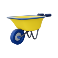 Garden cart 3D rendering on white background. Handcart. 3D rendering of a gardening tool for carrying loads.3d render handcart icon. png