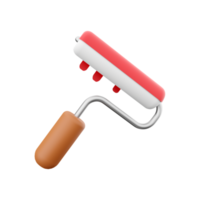 3d render Paint roller with red paint. Concept for color advertising. 3D rendering paint roller icon. png