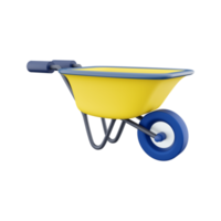 Garden cart 3D rendering on white background. Handcart. 3D rendering of a gardening tool for carrying loads.3d render handcart icon. png