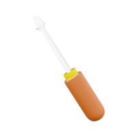 Flat head screwdriver on white background in 3D rendering illustration. Professional tool. 3D rendering screwdriver, icon. png