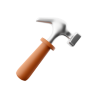 3D rendering of hammer hand tool on white background. 3D rendering and illustration of repair and installation tool. 3d rendering, icon. png