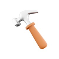 3D rendering of hammer hand tool on white background. 3D rendering and illustration of repair and installation tool. 3d rendering, icon. png