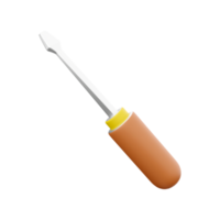 Flat head screwdriver on white background in 3D rendering illustration. Professional tool. 3D rendering screwdriver, icon. png