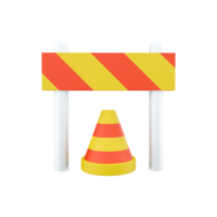 3d representación tráfico advertencia conos o polos con calle barrera en blanco antecedentes - debajo construcción, cuidado o atención concepto, 3d ilustración. 3d representación, icono png