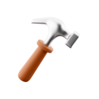 3D rendering of hammer hand tool on white background. 3D rendering and illustration of repair and installation tool. 3d rendering, icon. png