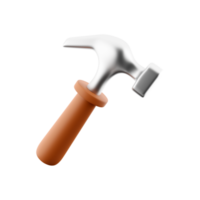 3D rendering of hammer hand tool on white background. 3D rendering and illustration of repair and installation tool. 3d rendering, icon. png