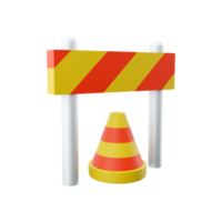 3d rendering traffic warning cones or poles with street barrier on white background - under construction, care or attention concept, 3d illustration. 3d rendering, icon png