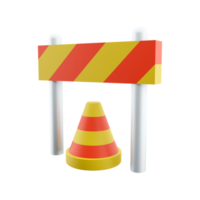 3d rendering traffic warning cones or poles with street barrier on white background - under construction, care or attention concept, 3d illustration. 3d rendering, icon png