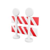 3d rendering roadblock with red stripes. Under construction, warning barrier. 3D rendering of roadblock, icon. png