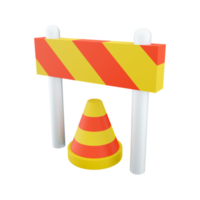 3d rendering traffic warning cones or poles with street barrier on white background - under construction, care or attention concept, 3d illustration. 3d rendering, icon png