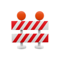 3d rendering roadblock with red stripes. Under construction, warning barrier. 3D rendering of roadblock, icon. png