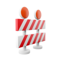 3d rendering roadblock with red stripes. Under construction, warning barrier. 3D rendering of roadblock, icon. png